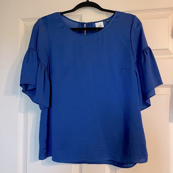CAbi Blue Flutter Sleeve Blouse - Picture 1 of 2
